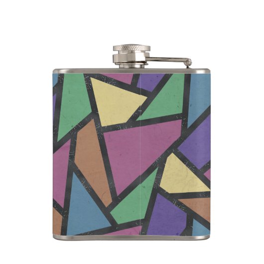 Mosaikmuster in abgeschrägten Regenbogenfarben Flachmann (Rückseite)