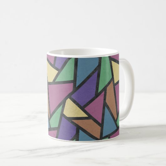 Mosaikmuster in abgeschrägten Regenbogenfarben Kaffeetasse (VorderseiteRechts)