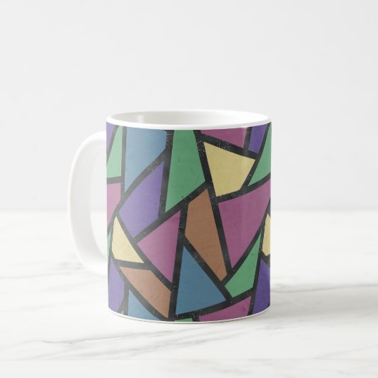 Mosaikmuster in abgeschrägten Regenbogenfarben Kaffeetasse (Vorderseite Links)