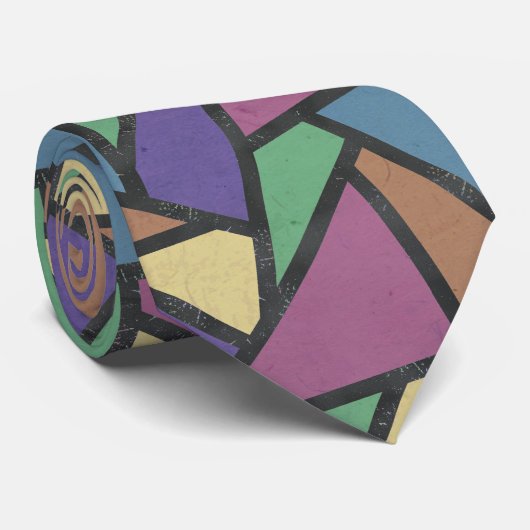 Mosaikmuster in abgeschrägten Regenbogenfarben Krawatte (Gerollt)