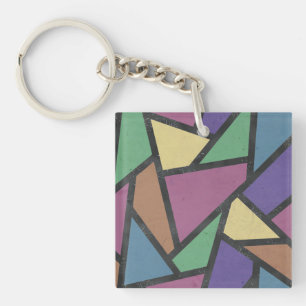 Mosaikmuster in abgeschrägten Regenbogenfarben Schlüsselanhänger