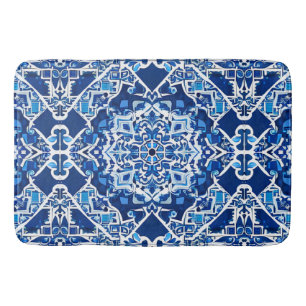 Mosaikmuster in Indigo und Cobalt Blue Badematte