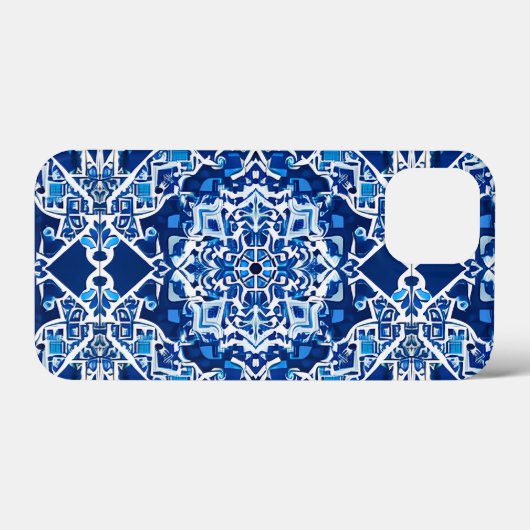Mosaikmuster in Indigo und Cobalt Blue Case-Mate iPhone Hülle (Rückseite (Horizontal))