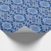 Mosaikmuster in Indigo und Cobalt Blue Geschenkpapier (Ecke)
