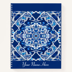 Mosaikmuster in Indigo und Cobalt Blue Journal Notizblock