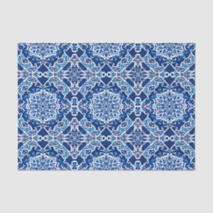 Mosaikmuster in Indigo und Cobalt Blue Seidenpapier