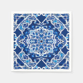 Mosaikmuster in Indigo und Cobalt Blue Serviette (Vorderseite)