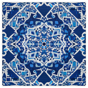 Mosaikmuster in Indigo und Cobalt Blue Stoff