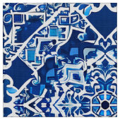 Mosaikmuster in Indigo und Cobalt Blue Stoff (Nahaufnahme)