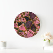 Mosaikmuster in lila Pflaumen Große Wanduhr (Zuhause)