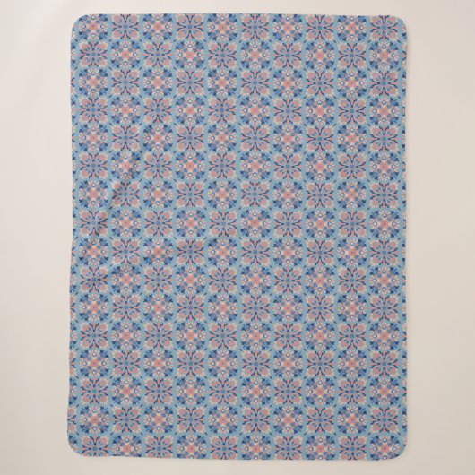 Mosaikmuster Staubblau Sherpadecke (Vorderseite)