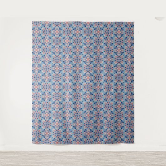 Mosaikmuster Staubblau Wandteppich (Vorderseite)