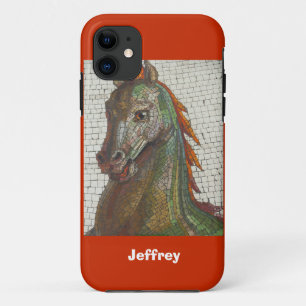 Mosaikpferd, Orange, Personalisierter Name Case-Mate iPhone Hülle