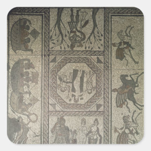 Mosaikplasterung vom römischen Landhaus am Tief Quadratischer Aufkleber