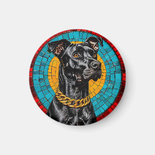 Mosaikporträt eines schwarzen Hundes Magnet