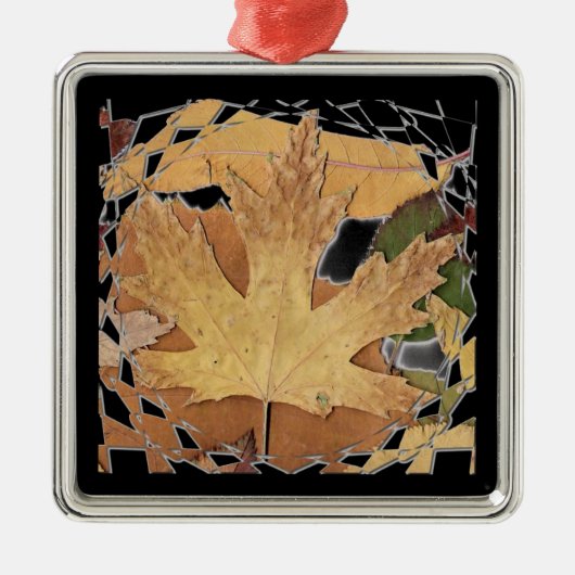 Mosaikrahmen im Herbst Silbernes Ornament (Vorne)