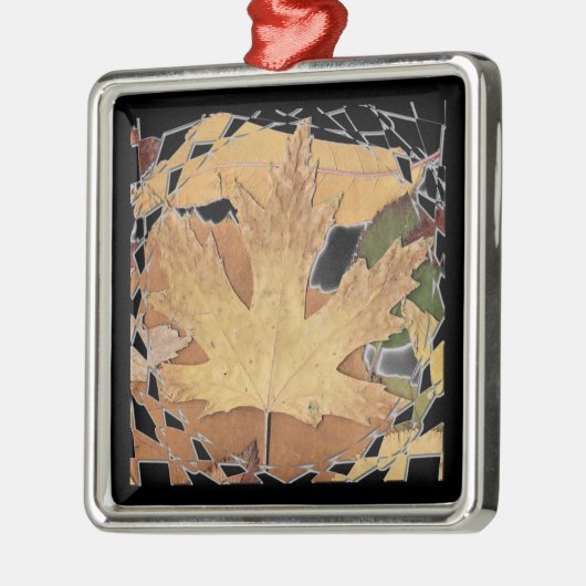 Mosaikrahmen im Herbst Silbernes Ornament (Links)