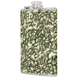 Mosaikschichten in rauem grünem Sepia und glitzern Flachmann