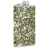 Mosaikschichten in rauem grünem Sepia und glitzern Flachmann (Rechts)