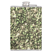 Mosaikschichten in rauem grünem Sepia und glitzern Flachmann (Rückseite)