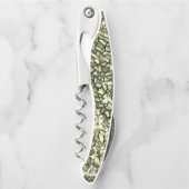 Mosaikschichten in rauem grünem Sepia und glitzern Kellnermesser (Vorderseite)