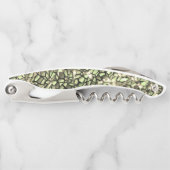 Mosaikschichten in rauem grünem Sepia und glitzern Kellnermesser (Vorderseite)