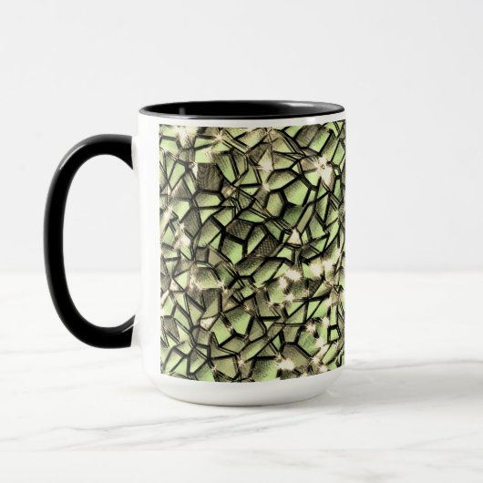 Mosaikschichten in rauem grünem Sepia und glitzern Tasse (Links)