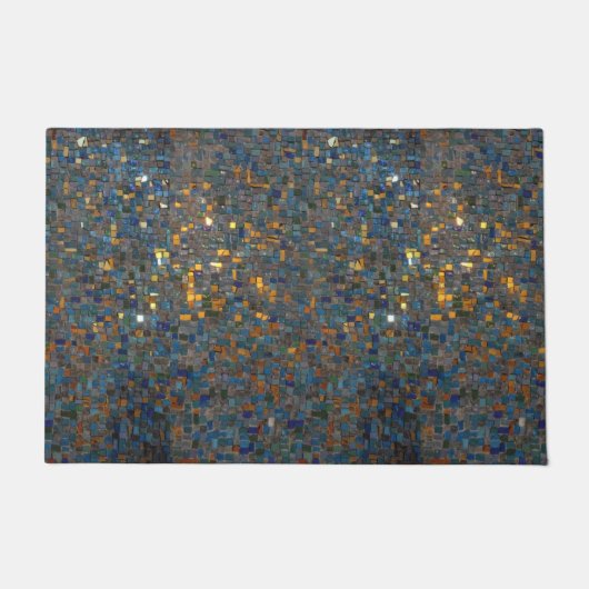 Mosaiksteine in Blau und Gold Fußmatte (Vorderseite)