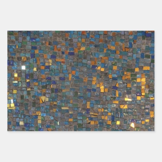 Mosaiksteine in Blau und Gold Geschenkpapier Set (Vorderseite 3)