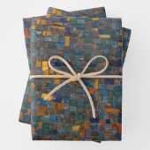 Mosaiksteine in Blau und Gold Geschenkpapier Set (Beispiel)