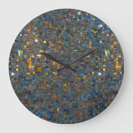 Mosaiksteine in Blau und Gold Große Wanduhr