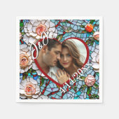 Mosaikverziertes Glas und Personalisierte Hochzeit Serviette (Vorderseite)