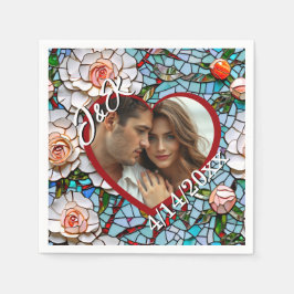 Mosaikverziertes Glas und Personalisierte Hochzeit Serviette