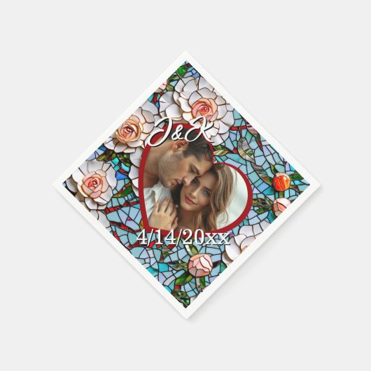 Mosaikverziertes Glas und Personalisierte Hochzeit Serviette (Ecke)