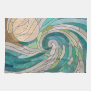 Mosaikwelle und Mond Geschirrtuch