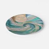 Mosaikwelle und Mond Pappteller (Schrägansicht)