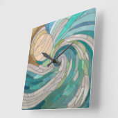 Mosaikwelle und Mond Quadratische Wanduhr (Winkel)