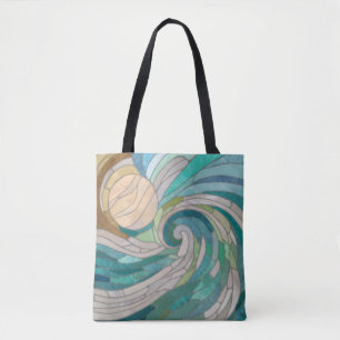 Mosaikwelle und Mond Tasche