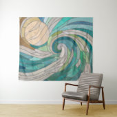 Mosaikwelle und Mond Wandteppich (Beispiel (Horizontal))