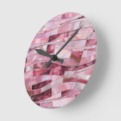 Mosaikwellen - Abstrakter rosafarbener Marmor Runde Wanduhr (Winkel)