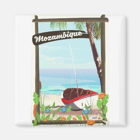 Mosambik Cartoon-Urlaubsposter Magnet (Vorne)