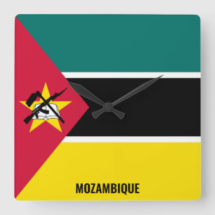 Mosambik Flag Dazzling Patriotic Quadratische Wanduhr