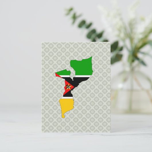 Mosambik Flag Karte (Stehend Vorderseite)