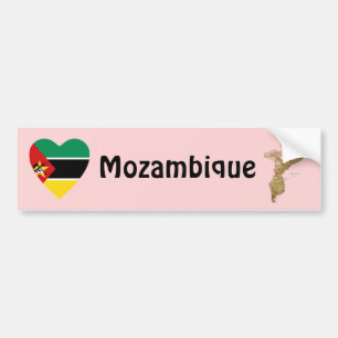 Mosambik-Flagge Herz + Karte Aufkleber Autoaufkleber