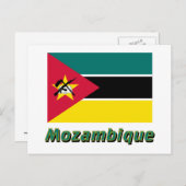 Mosambik-Flagge mit Name Postkarte (Vorne/Hinten)
