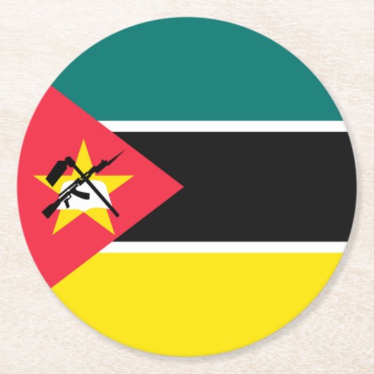 Mosambik-Flagge Runder Pappuntersetzer (Vorderseite)