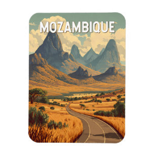 Mosambik Illustration Reise Kunst Vintage Magnet