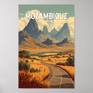Mosambik Illustration Reise Kunst Vintage Poster