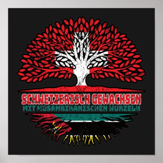 Mosambik Mosambikanisch Schweizer Schweiz Baum Poster (Vorne)