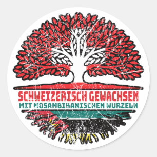Mosambik Mosambikanisch Schweizer Schweiz Baum Runder Aufkleber